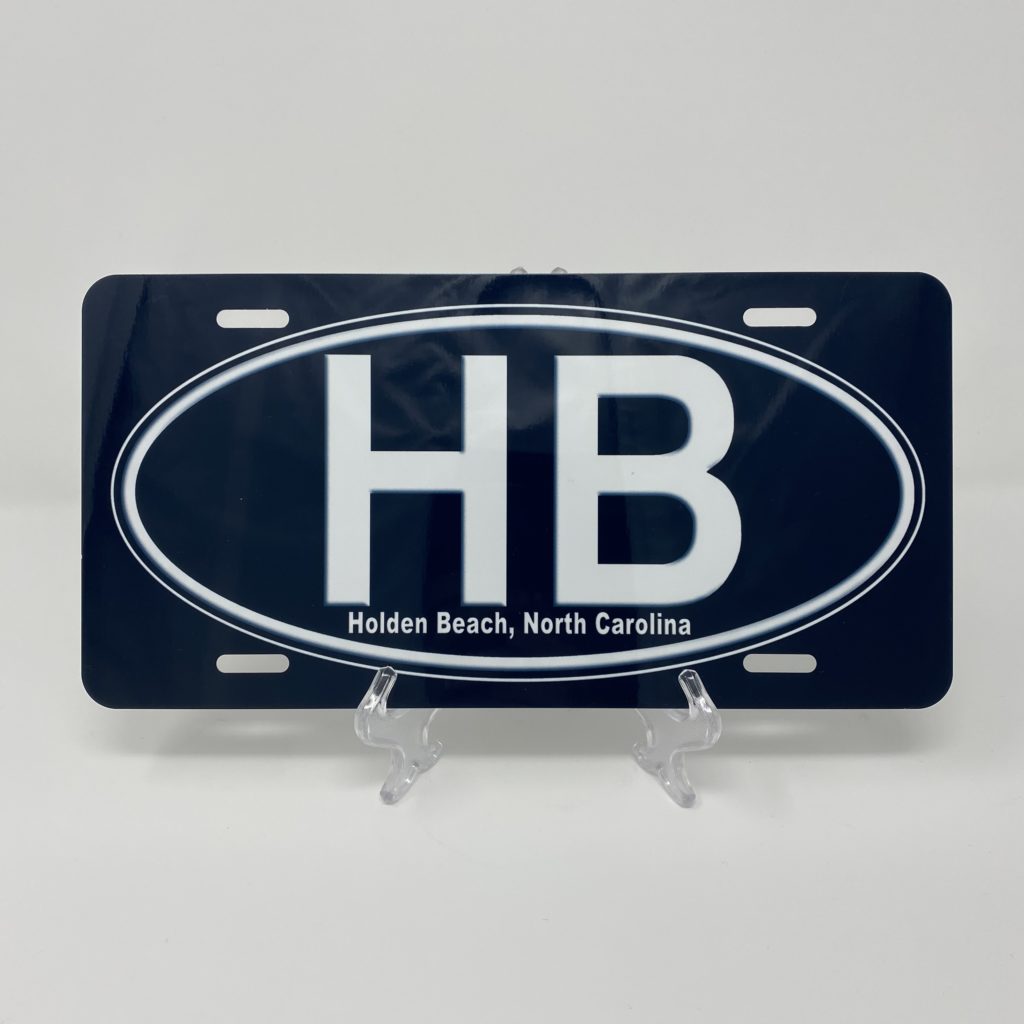 Holden Beach License Plate - HB on Black