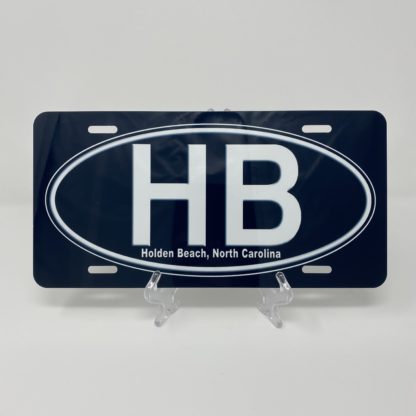 Holden Beach License Plate - HB on Black